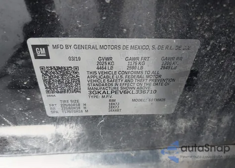 2019 GMC Terrain Slt from USA, damaged, VIN 3GKALPEV6KL336710